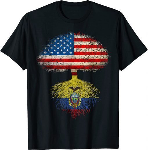 American Flag Ecuador Roots Ecuadorian Flag T-Shirt