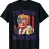 The Great Maga King Funny Trump Beer US Flag Ultra Mega King T-Shirt