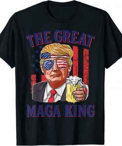 The Great Maga King Funny Trump Beer US Flag Ultra Mega King T-Shirt