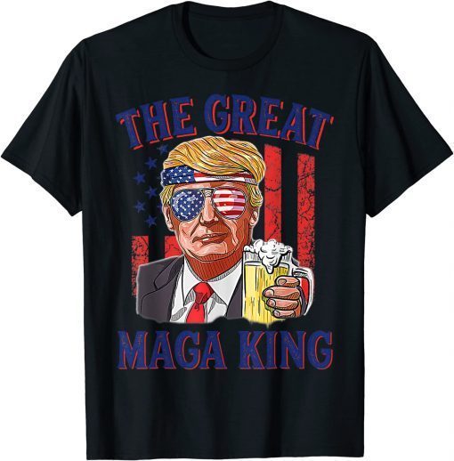 The Great Maga King Funny Trump Beer US Flag Ultra Mega King T-Shirt