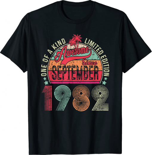 Classic 40 Year Old Awesome Since September 1982 40th Birthday T-Shirt