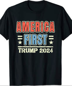Vintage Distressed America First Trump 2024 T-Shirt