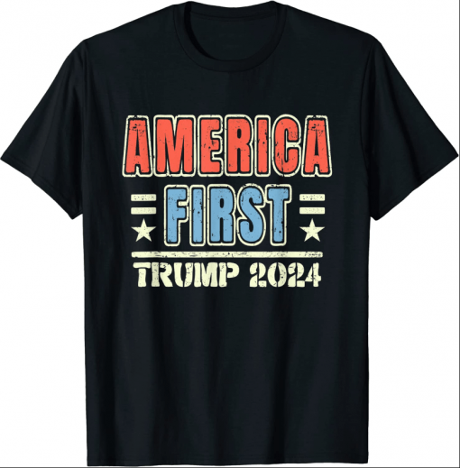 Vintage Distressed America First Trump 2024 T-Shirt