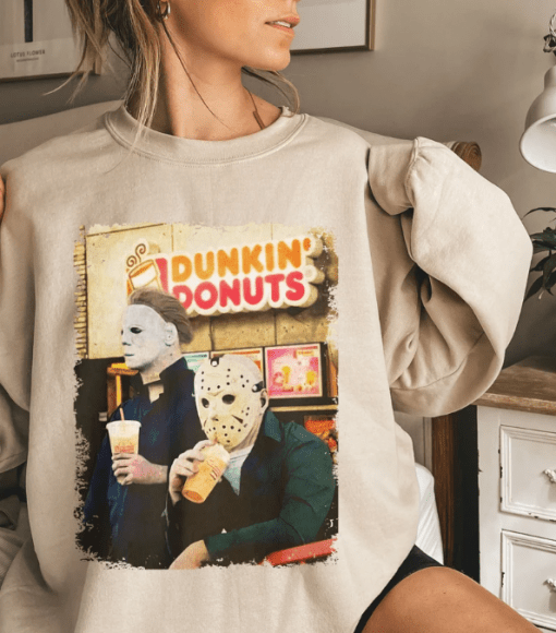 Jason and Micheal Donuts ,Halloween Tee Shirt