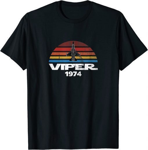 F-16 Viper Fighter Jet Distressed Sunset T-Shirt