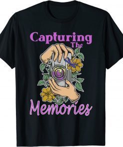 Capture The Memories Photography Camera Flowers & Dragonfly Gift T-Shirt