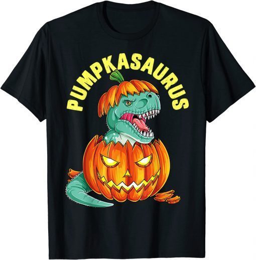 2023 Halloween Boys Men Pumpkasaurus Dinosaur Pumpkin T-Shirt