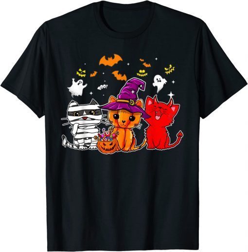 Cat Happy halloween, Cute Mummy Witch Demon Gift T-Shirt