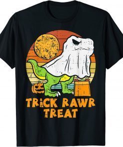 Cute Trick Rawr Treat Ghost Dino Trex Toddler Boys Halloween T-Shirt