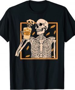 Vintage Halloween Skeleton Pumpkin Spice Latte Syrup Creamer T-Shirt