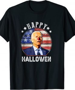 Funny Biden Clown Happy Halloween America Flag Anti Biden T-Shirt