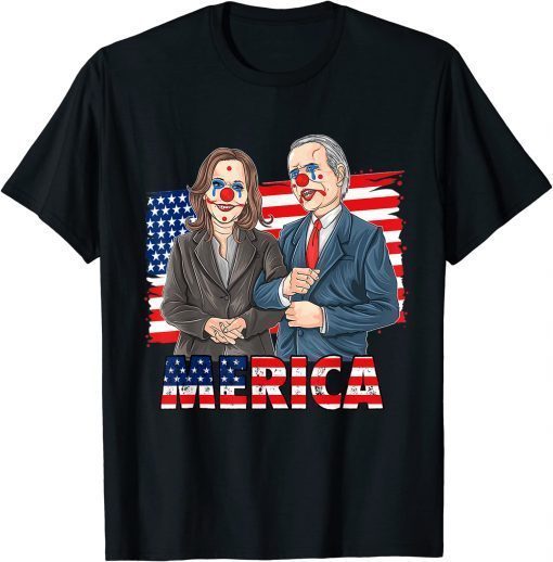 Joe Biden Is A Democratic Clown Merica Flag Anti Biden T-Shirt