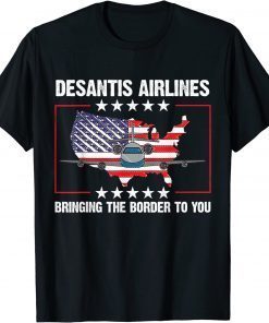 Top DeSantis Airlines Funny USA Flag T-Shirt
