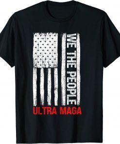 Womens Ultra Maga Appar Funny Anti Biden US Flag Pro Trump T-Shirt