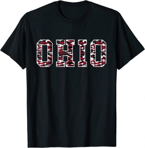 Vintage State of Ohio Ohioan Trendy Distressed Camo Graphic Font T-Shirt