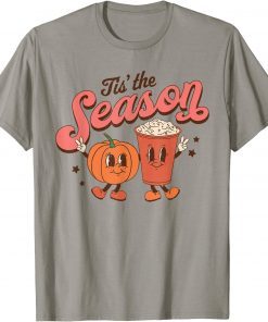 Tis The Season Vintage Retro Style Pumpkin Autumn Fall Latte T-Shirt