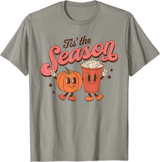 Tis The Season Vintage Retro Style Pumpkin Autumn Fall Latte T-Shirt
