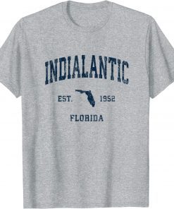 Indialantic Florida FL Vintage Athletic Navy Sports Design T-Shirt