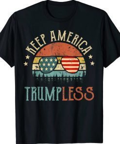 Keep America Trumpless Funny Saying American Flag Sunglasses Official T-Shirt