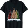Christmas Tree Buffalo Plaid Red Green Leopard Xmas Pajama 2023 T-Shirt