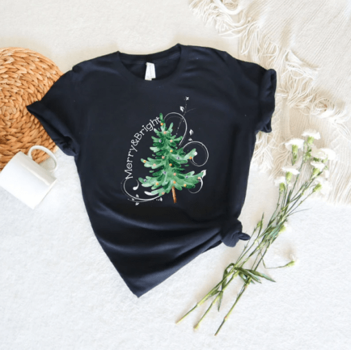 Funny Merry and Bright, Christmas Tree, Holiday T-Shirt