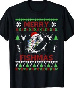 Merry Fishmas Funny Fishing Christmas UGLY Pajama Fishers 2023 T-Shirt