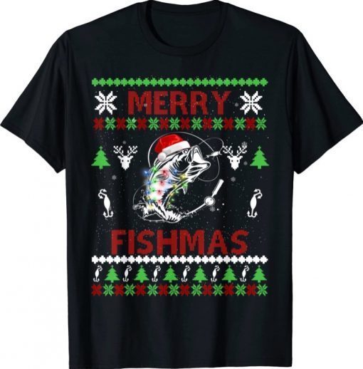 Merry Fishmas Funny Fishing Christmas UGLY Pajama Fishers 2023 T-Shirt