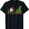 Christmas Farm Tractor Xmas Tree Lights Santa Hat Farmer T-Shirt