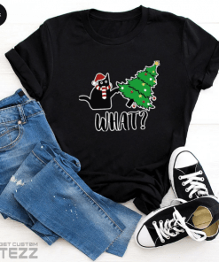 Black Cat What Christmas, Xmas Holiday T-Shirt