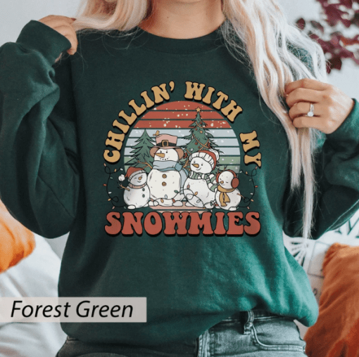 Chillin' With My Snowmies , Christmas Snowman ,Christmas Family Matching ,Merry Christmas Funny Tee Shirt