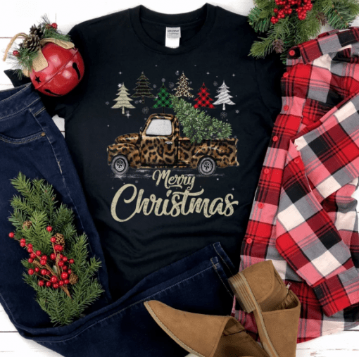 Leopard Print Christmas, Merry Christmas Gifts Shirt