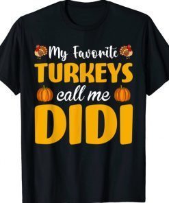 My Favorite Turkeys Call Me Didi Thanksgiving Pumpkin T-Shirt