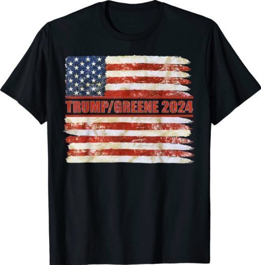 Vintage Trump Greene 2024 GOP MAGA Republican American Flag T-Shirt