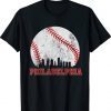Philadelphia Baseball Skyline Retro Philly Cityscap 2023 T-Shirt