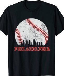 Philadelphia Baseball Skyline Retro Philly Cityscap 2023 T-Shirt