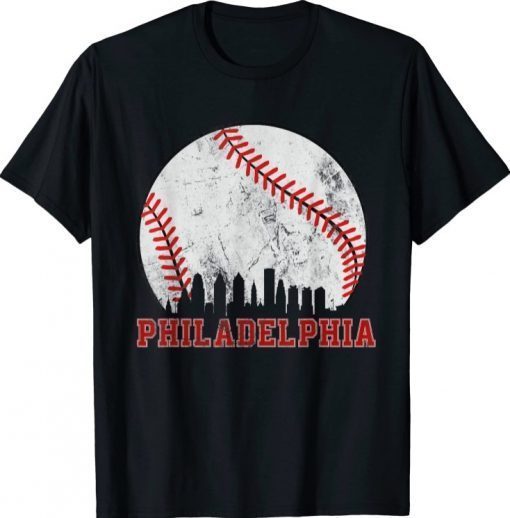 Philadelphia Baseball Skyline Retro Philly Cityscap 2023 T-Shirt