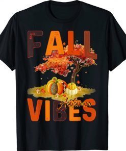 Fall Vibes Retro Pumpkin Spice Autumn Coffee Thanksgiving T-Shirt