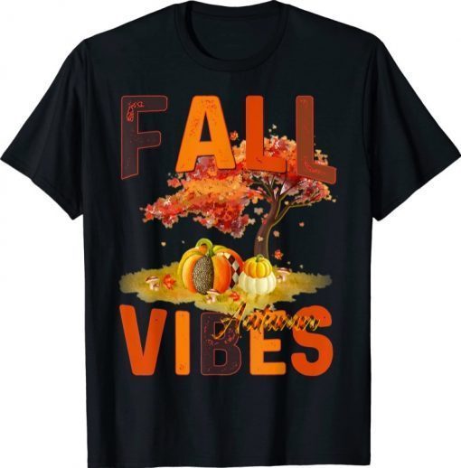 Fall Vibes Retro Pumpkin Spice Autumn Coffee Thanksgiving T-Shirt