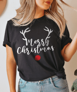 REINDEER MERRY CHRISTMAS ,Funny Xmas Family Holiday Santa Claus Elf Snowman Jumpers Christmas Shirts