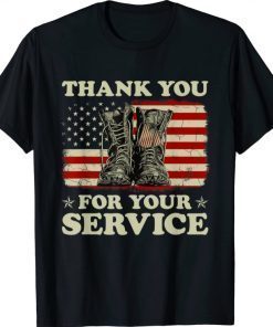 Thank You For Your Service Veteran US Flag Veterans Day T-Shirt