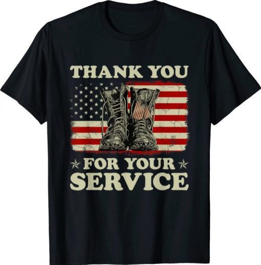 Thank You For Your Service Veteran US Flag Veterans Day T-Shirt