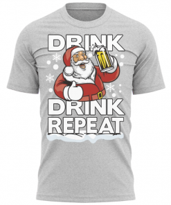 Merry Christmas 2023 ,Drink Drink Repeat Santa Christmas T-Shirt