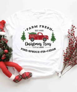 Farm Fresh Christmas Trees Truck, Christmas Truck Family Shirts