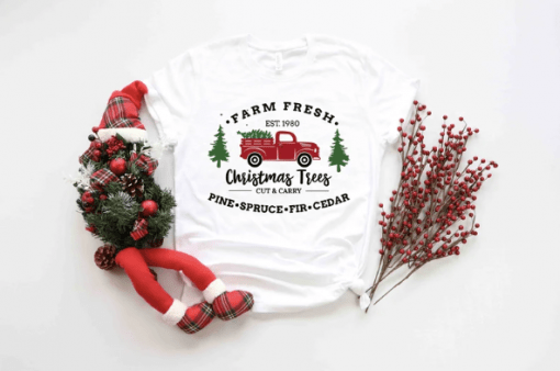 Farm Fresh Christmas Trees Truck, Christmas Truck Family Shirts