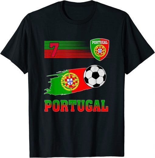 Official Portugal Soccer Flag Jersey Portugalese Retro 7 2022 T-Shirt