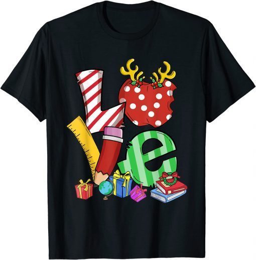 Love Teacher Math Christmas Teacher Life Matching Pajamas Gift T-Shirt