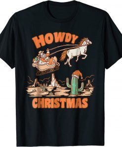 Howdy Christmas Santa Hat Retro Western Funny Family Pajama T-Shirt