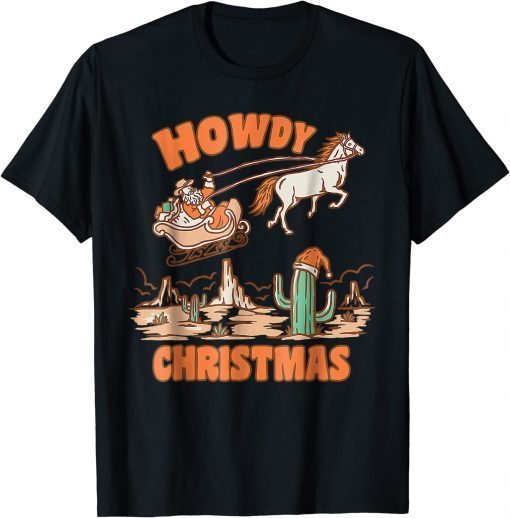 Howdy Christmas Santa Hat Retro Western Funny Family Pajama T-Shirt