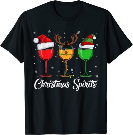 Christmas Spirits Glasses Of Wine Xmas Drinking Men Women T-Shirt