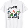 Funny Shopping With My Gnomies Cute Xmas Gnomes Lover Christmas T-Shirt
